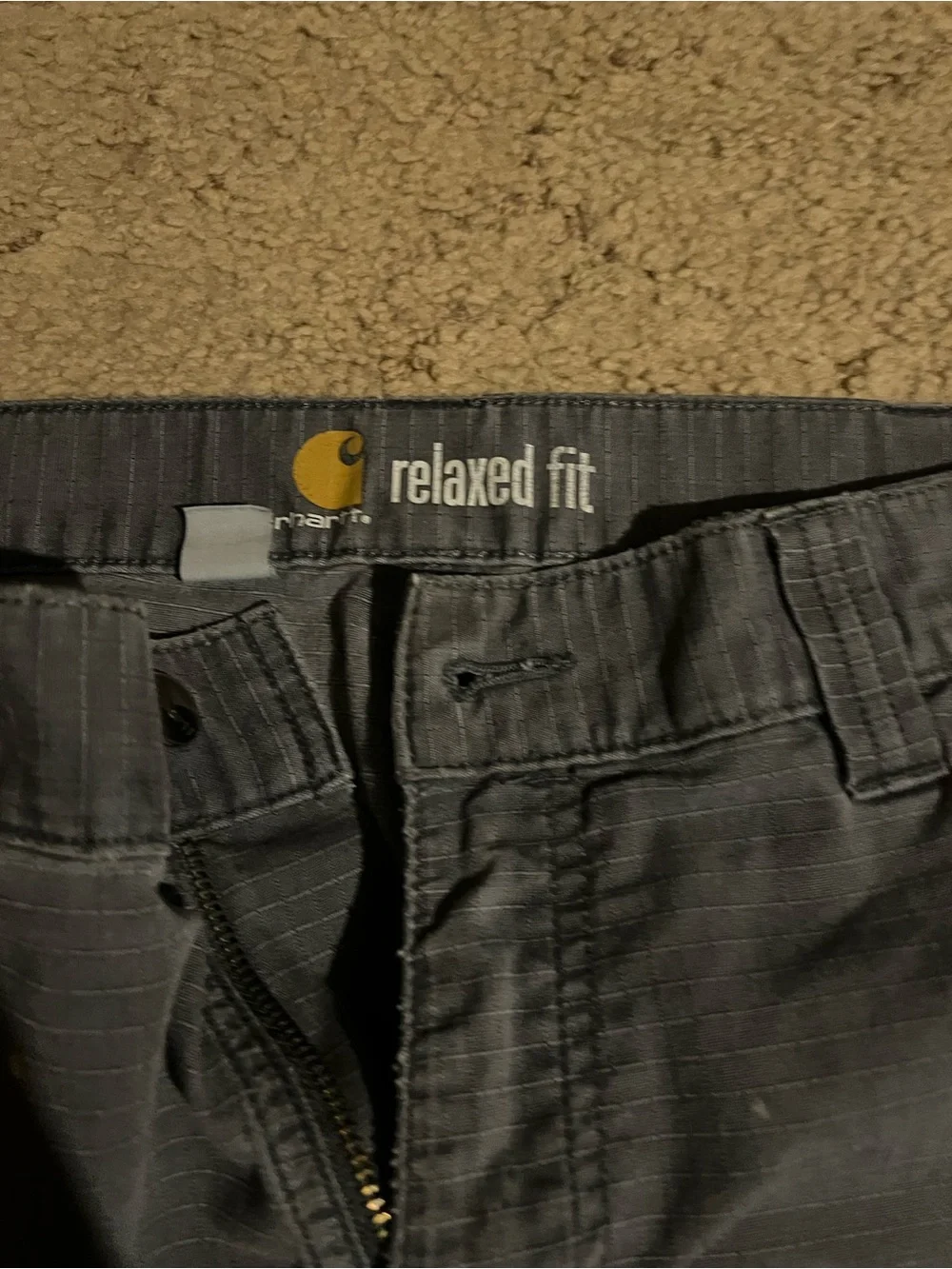 Carhartt Men’s Gray Cargo Pants with Logo Patch